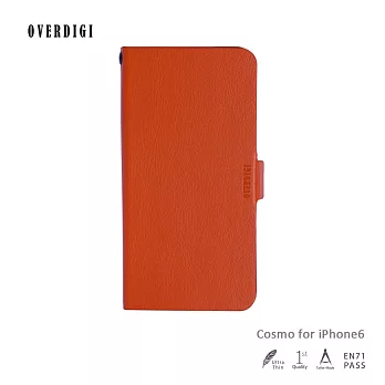 OVERDIGI Cosmo for iPhone6 質感側掀皮套 灰橘