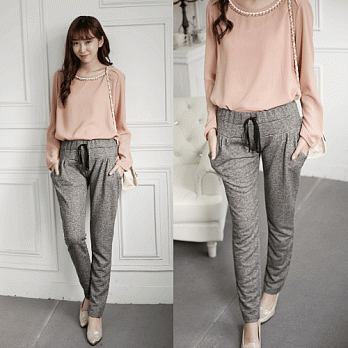 ROSE。韓版加厚休閒褲 灰系