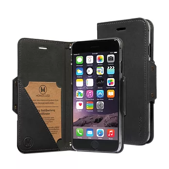 Monocozzi Lucid Folio iPhone6 (4.7吋)站立插卡皮套黑