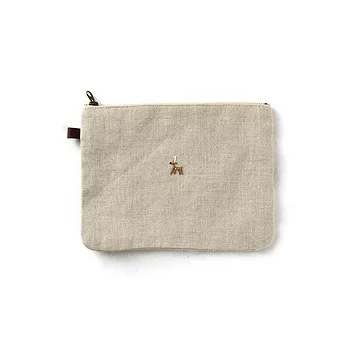 遊中川 成鹿麻製拉鍊收納袋/原色