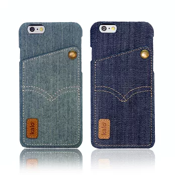 卡樂創意 iPhone 6(4.7吋)丹寧卡片口袋保護殼淺藍
