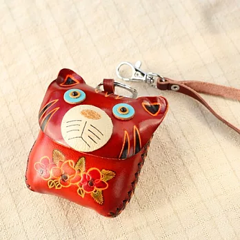 貓咪皮革立體零錢包、鑰匙圈‧阿呆貓咪