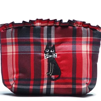 Noafamily,諾亞Check Cat 蝴蝶結貓零錢包_R