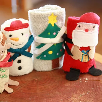 【taoru】Xmas - 日本毛巾 20x20 cm (童巾、今治毛巾認證) - 可愛造型耶誕節人物登場囉,一起交換禮物吧 !小天使