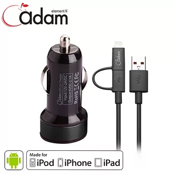亞果元素Adam Lightning-Charger車充+傳輸線90cm(AEL-1000H)沉穩黑