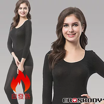 EROSBODY 日本機能纖維保暖發熱衣套組 女生款 黑色