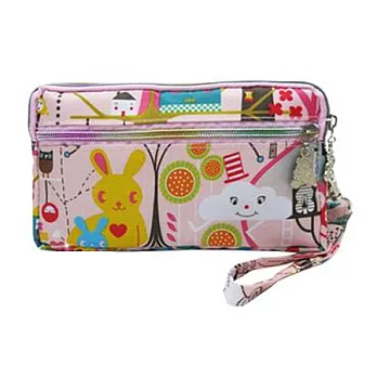 A+ accessories 雙層手拿收納化妝包 (共5色可選)粉色森林