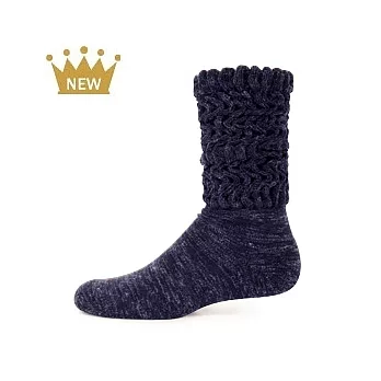 【 PuloG 】針織造型暖暖襪-丈青-M