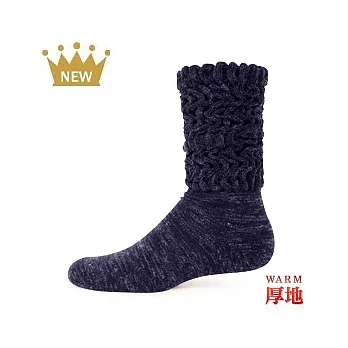 【 PuloG 】 厚地針織造型暖暖襪-丈青-M