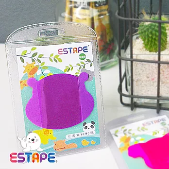 【ESTAPE】造型隨手貼Memo 動物卡(河馬)全螢光紫