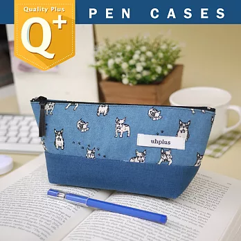 uhplus Q-plus 寬底筆袋/ 小法鬥(水藍)