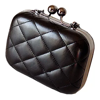 A+ accessories 法式歐風小香款菱格紋鍊條斜跨小包 (共3色可選)黑色