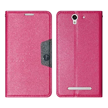 【BIEN】SONY Xperia C3 時尚金沙紋隱磁可立皮套 (紅)