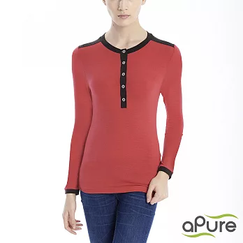 【aPure】feHot發熱衣 女立領前開襟柔感發熱衣-熱情紅S熱情紅