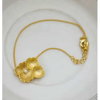 【安珂ECO正韓飾品】三朵霧金花綴珍珠 手鍊
