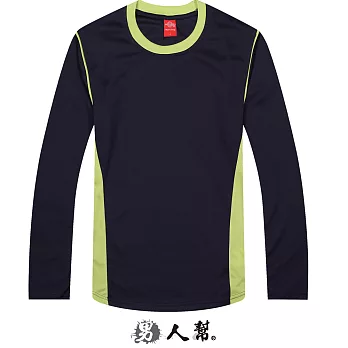 【男人幫】T5660*抗UV【撞色拚接長袖快乾吸溼排汗衫 】激廋款,三鐵,慢跑,單車專用款丈青(果綠)色XL號