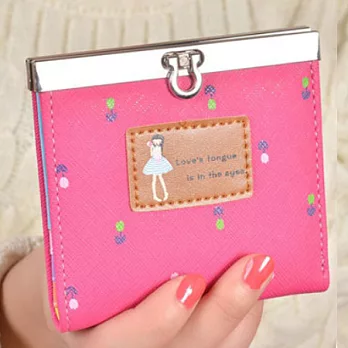 A+ accessories迷你薄型森林系圖案女用短夾 (5色可選)玫紅色