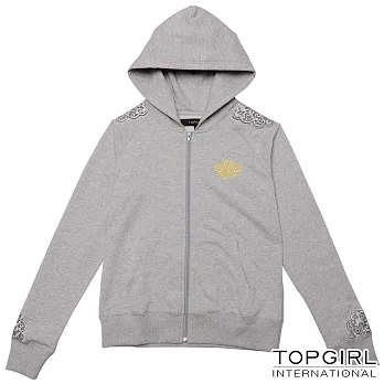 TOP GIRL-蕾絲連帽休閒套裝-外套M灰