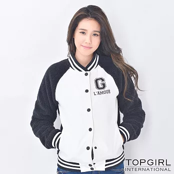 TOP GIRL-活力女孩棒球外套S白