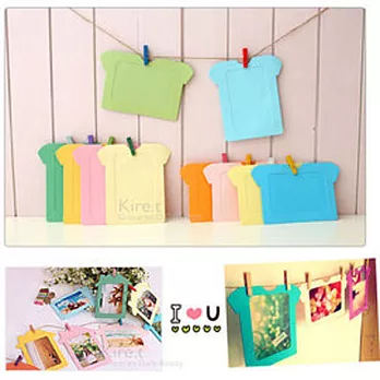 kiret 3X5 紙相框 照片 相片牆 木夾麻繩組10入/組-房子 衣服造型房子款