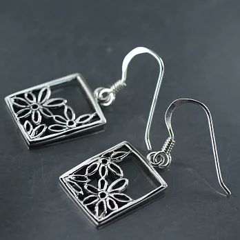 月色銀光925純銀耳環‧後窗繁花