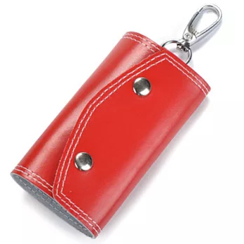 A+ accessories 簡約日系牛皮三折鑰匙包(5色可選)紅色