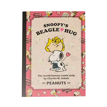 《sun-star》SNOOPY愛心抱抱系列B5膠裝筆記本(粉)