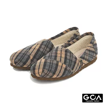 GOA 格紋毛呢內刷毛輕便鞋36米藍格紋