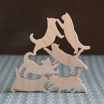 貓咪疊疊樂.粉橘縫線/楓木