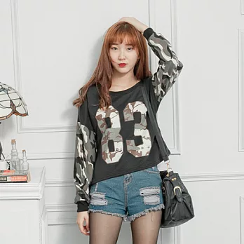 ROSE。韓妞穿搭迷彩拼接上衣 黑系