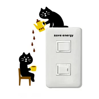 【DECOLE】concombre_黑貓的咖啡時間節能壁貼