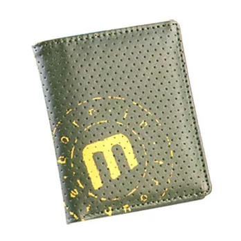 A+ accessories 日韓潮品M-logo直款零錢男用短夾 (3色可選)軍綠色