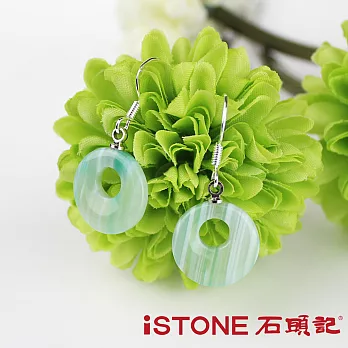 石頭記 彩虹玉髓925純銀耳環-綠漾柔情