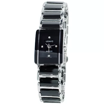《LEDAVCI》都會典藏精密方型陶瓷錶(黑色)