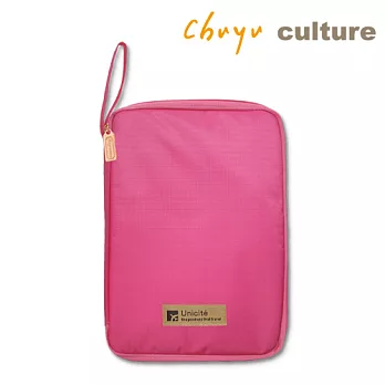 珠友 A5/25K 多功能收納包/萬用燒餅包/筆袋桃紅