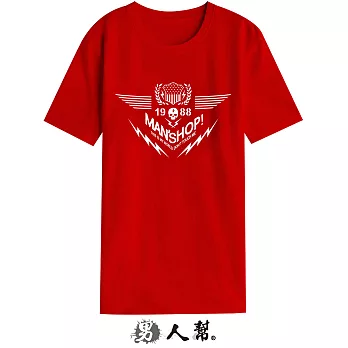 【男人幫】BR005*【MAN’S SHOP 1988徽章短袖T恤】紅色 2XL號