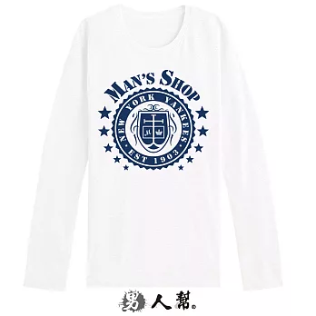 【男人幫】T5635*【多星海軍風Man Shop長袖T恤】白色L號