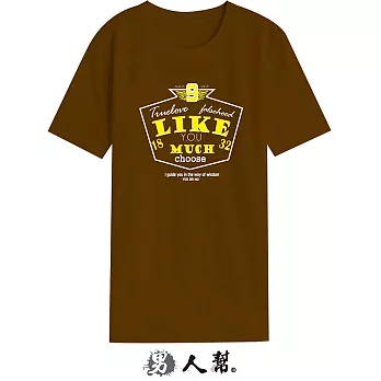 【男人幫】BR009*【盾牌數字9竹節布純棉T恤】咖啡色 3XL尺寸