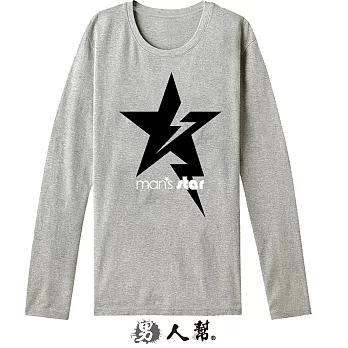 【男人幫】T5727*【潮流閃電5角星長袖T恤】灰色L號