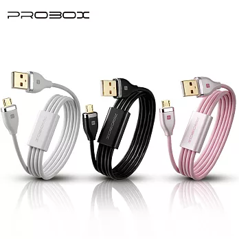PROBOX 鍍金接頭 1M microUSB 2.0 傳輸線白色