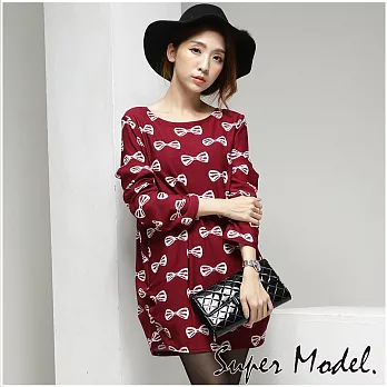 【名模衣櫃】加厚印花保暖上衣-共11款 (適穿M-XXL)FREE蝴蝶結紅