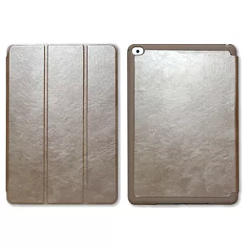 iPad air 2 TPU膠殼三折立式皮套 金