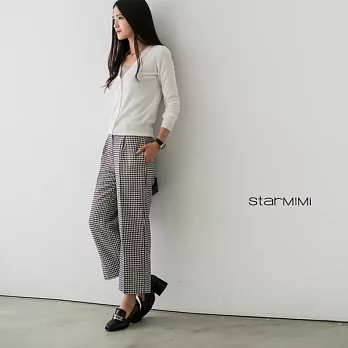 【STARMIMI】千鳥格毛料寬褲*S黑白