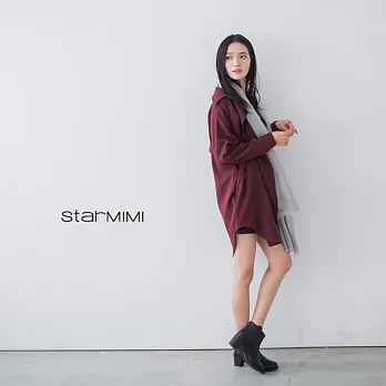 【STARMIMI】大翻領混色風衣*2色FREE紅
