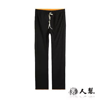 【男人幫】K0408*【運動風休閒吸溼排汗短褲】黑橘條 3L