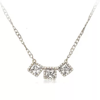 Enya方塊水鑽項鍊銀色