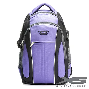 後背包 可放13吋筆電 垂直線條拼色後背包包 X-SPORTS 紫(CG20508-3Q)