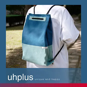 uhplus New Journey系列- 撞色束口背包(藍)