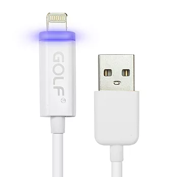 USB 2.0 轉 Apple 8Pin 智能LED發光傳輸充電線(1M)白色
