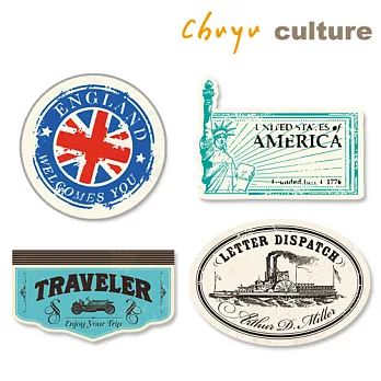 珠友 防水裝飾大貼紙組/行李箱貼紙/裝飾貼紙組/4入D